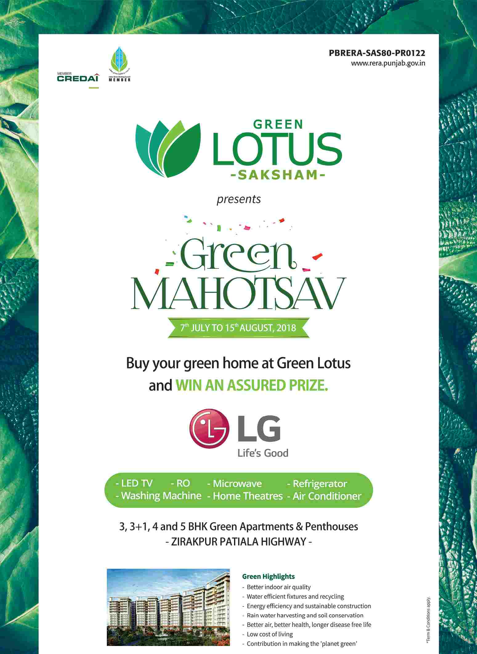 Buy home & win assured prize at Maya Green Lotus Saksham in Chandigarh Update